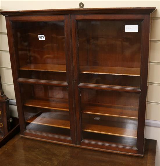 A mahogany hanging display cabinet W.70cm